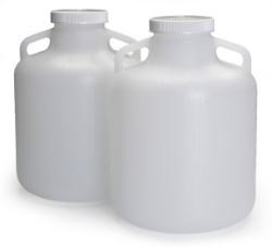 Conjunto de (2) frascos de polietileno de 10 L, com tampas