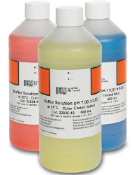Kit de solução tampão, codificação por cores, pH 4,01, pH 7,00 e pH 10,01, 500 mL