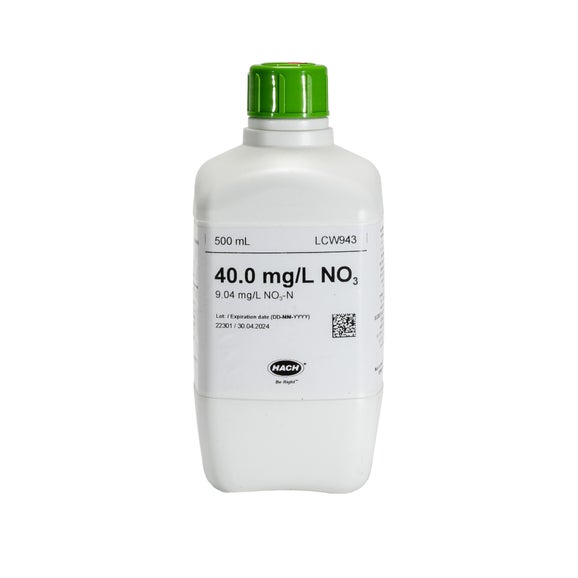 Padrão de nitrato, 40 mg/L NO₃ (9,04 mg/L NO₃-N), 500 mL