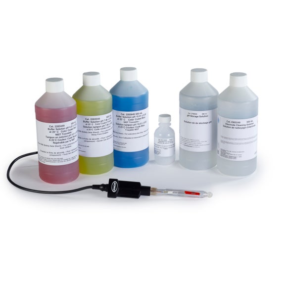 Elétrodo de pH de vidro recarregável para utilização geral Intellical PHC705 RedRod de laboratório com pacote de reagentes de calibração e de manutenção